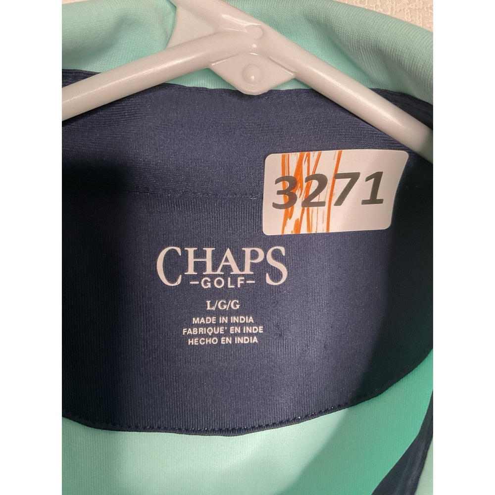 CHAPS Golf Polo Men's Size L Aruba Blue/Light Turquoise Shorts Sleeve Shirt UPF - Picture 3 of 14